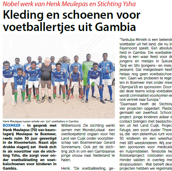 Ondersteuning voetballertjes in Gambia